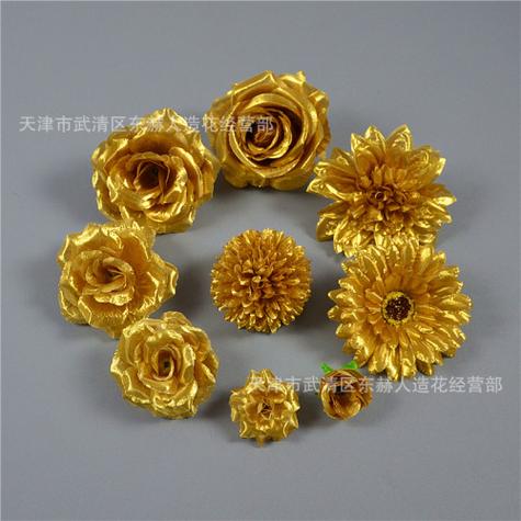 金色玫瑰绢布花 婚礼装饰与跨境DIY的新宠
